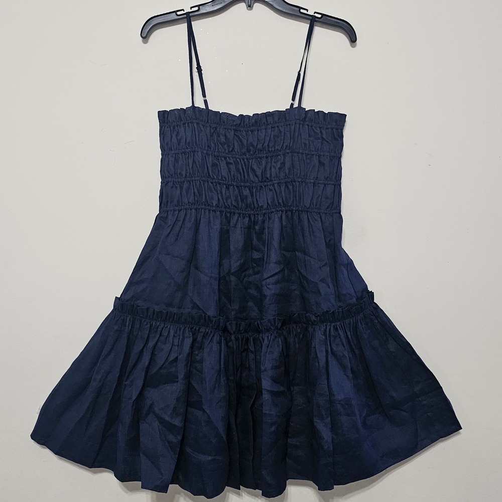 A Loves A Women's Dress XL Fits 16 Blue Babydoll Smocked Sleeveless Strap 508326